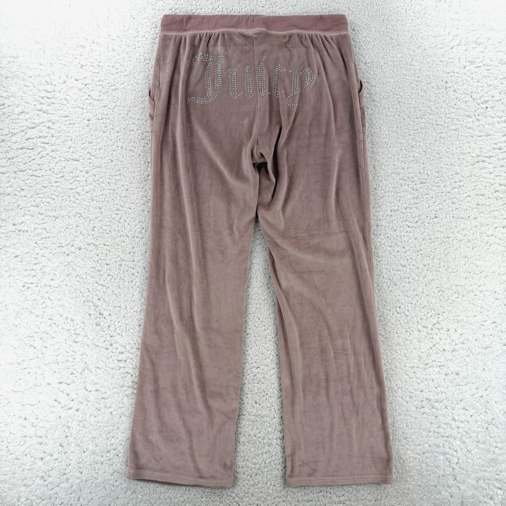 Juicy Couture Womens Pink Velour Rhinestone Logo Pajama Pants Large Y2K 2835-118